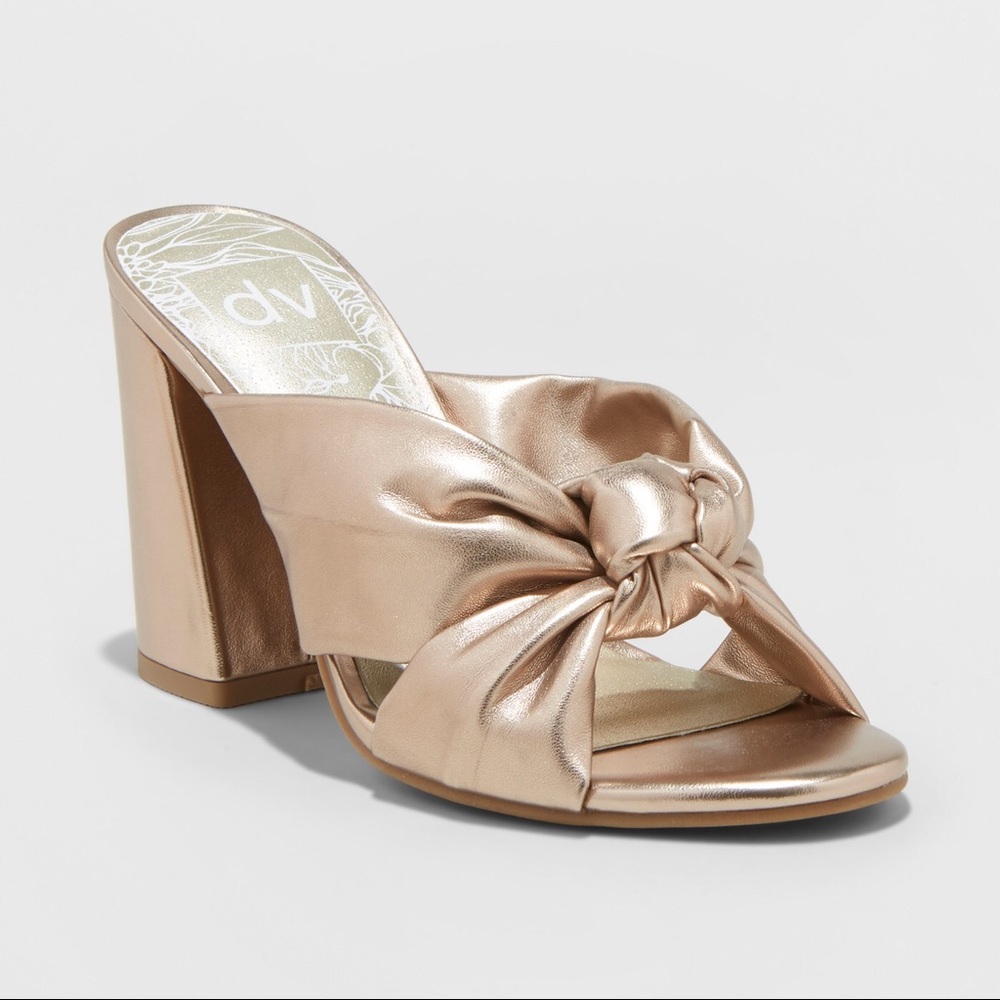 Women's Knotted Mule Heels - Champagne Gold